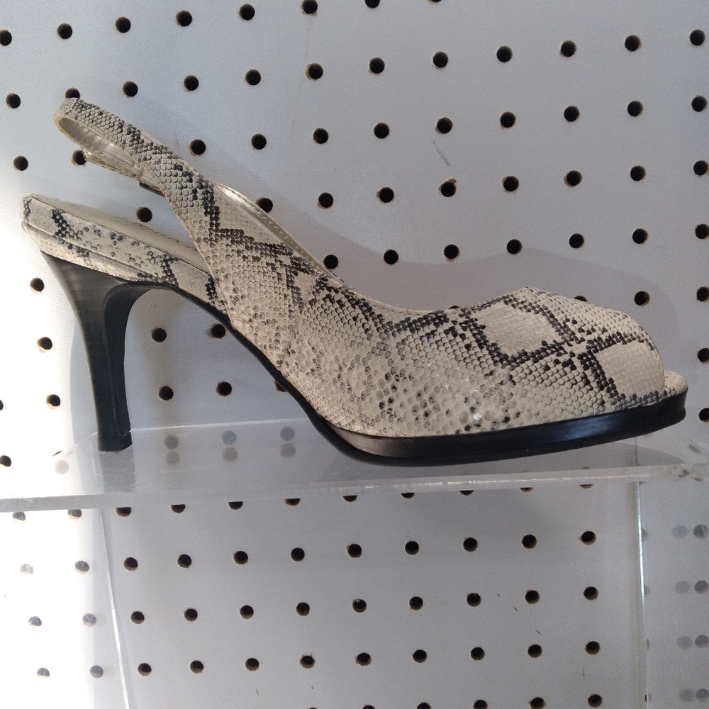 Laura Ashley | Snakeskin Print Sandals | Women's Slingback 3.5" High Heel Pump